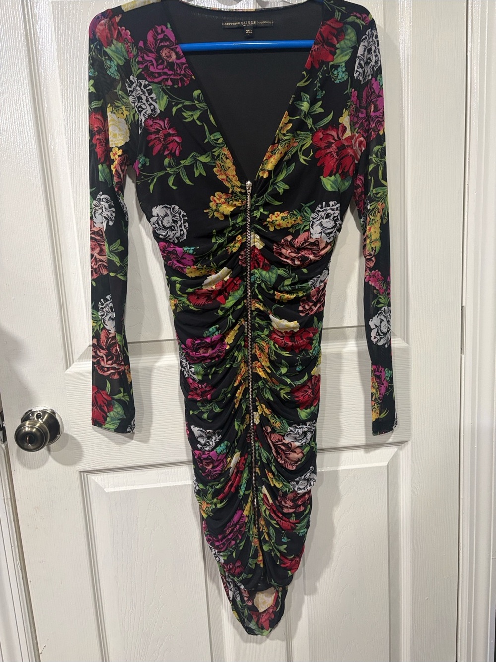 Ted Baker Black Dress with Blue Floral Accents